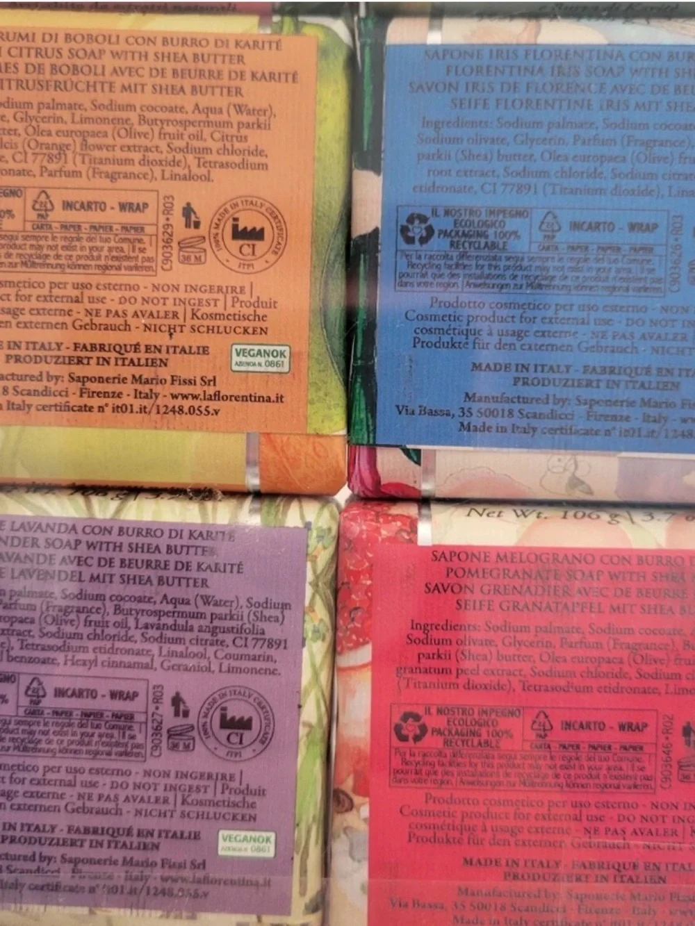 La Florentina Luxury Italian Soap Collection Gift Set 6 x 3.7 Oz Bars Lavender